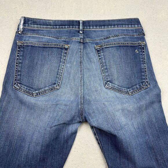 Rag & Bone Blue Matces Women's Jeans Size 28 Cropped Medium Wash Distressed - Picture 6 of 13